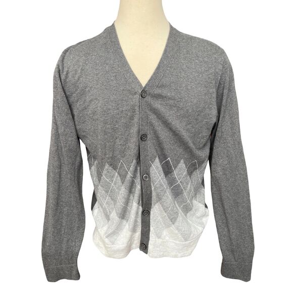 J Ferrar Sz XL Cardigan, Argyle Pattern, Geek, Teacher, Cottage, Gray - Picture 1 of 6